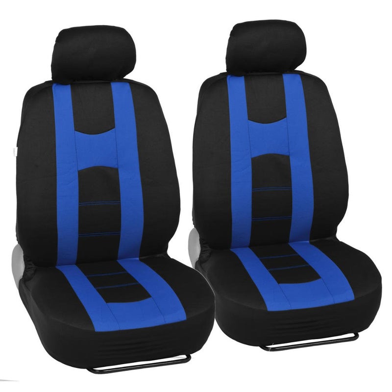 BDK carXS Forza Series Blue Seat Covers Full Set Combo with Car Floor Mats â€“ Front and Rear Bench Cover & Protector Set, Interior Covers for Auto Truck Van SUV - Image 2